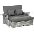 thumbnail image 1 of Outsunny 2 Piece Rattan Outdoor Daybed with Cushions and Storage, Grey, 1 of 10
