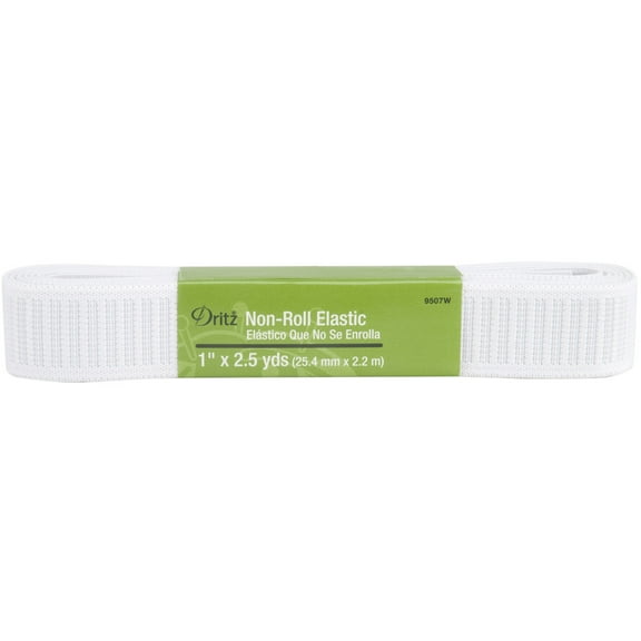 Dritz Woven Non-Roll Elastic 1"X2-1/2yd-White