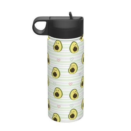 

Uemuo Avocado of a Hear Print 18oz Sports Insulated Kettle Water Bottle Outdoor Sports Bottle Insulated Hydration Bottle with Handle & Flip Straw