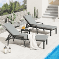 thumbnail image 2 of AECOJOY 2PCS Patio Rattan Lounge Chair Chaise Recliner Back Adjustable Cushioned Dark Grey, 2 of 9