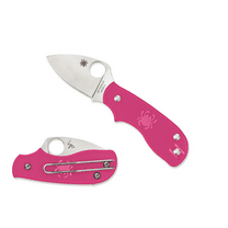 SPYDERCO SQUEAK FOLDER 2" N690CO SS CLIP POINT PLAIN BLADE FRN PINK