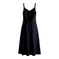thumbnail image 5 of Linfrsh Women Strapless Dress Pure Cotton Sleeveless Backless Dress With Flowing Long(Black,L), 5 of 8