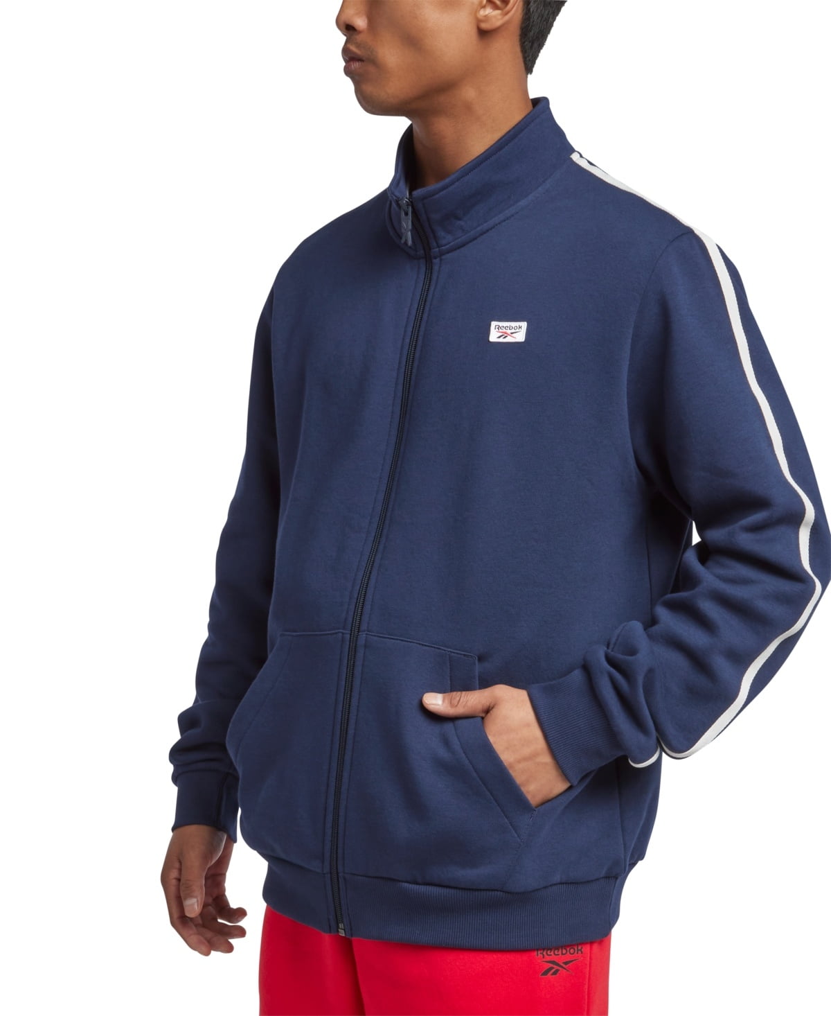 reebok ジップアップジャケット S ネイビー Reebok Men's Embroidered Logo Classics Lightweight Woven Track
