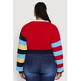 thumbnail image 5 of Womens Plus Size Daisy Color Blocked Striped W Initial Cardigan, 5 of 5