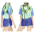 thumbnail image 2 of LA LEELA Button Down Shirt for Women Casual Summer Beach Party Blouse Shirt Hawaiian TShirts Short Sleeve Dress Shirts Tops Blouses for Women M Tall Branch, Bright Blue, 2 of 5