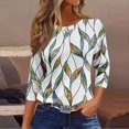 thumbnail image 2 of CIENVNSTG Womens Tops 3/4 Length Sleeve Crew Neck Shirt Summer Fashion Printed Tunic Tops Basic Tees Blouses Loose Fit Pullover Mint Green M, 2 of 5