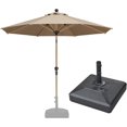 thumbnail image 1 of PURPLE LEAF 6' x 9' Patio Umbrella with Base Market Umbrella Rectangular Outdoor Umbrella with Push Button Tilt & Crank and 8 Ribs Aluminum Table Umbrella for Pool Backyard Beach, Taupe, 1 of 7