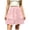 Pink, variant on ZToonmas Women's Elastic Waist Tiered Ruffle Mini Skirt Solid Color Double Layer A-Line Skirt Casual Flowy Pleated Skirt