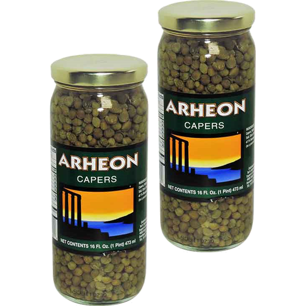 Arheon Brand Non Pariel Capers, 2Pack 16 fl. oz. (473ml) Glass Bottles