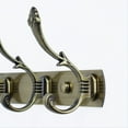 thumbnail image 4 of Uxcell 3 Hooks 9.6" Rack Wall Mounted Coat Hooks Plating Finish Zinc Alloy Bronze 1pcs, 4 of 7