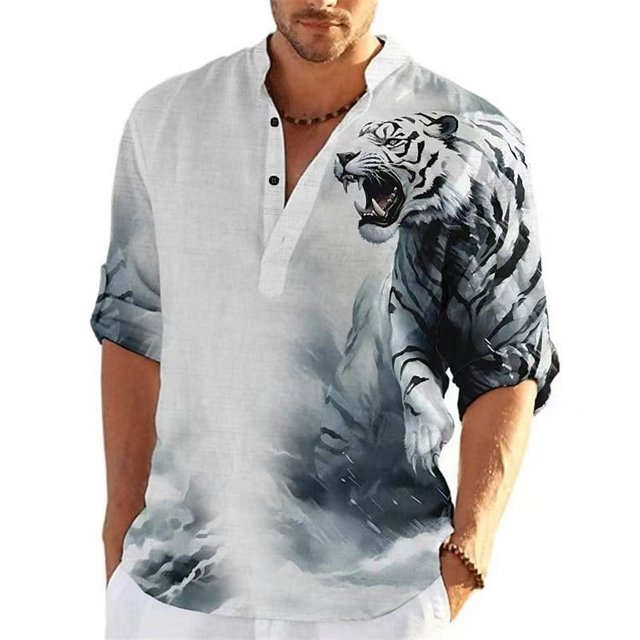 Nueva camisa de cuello alto de moda para hombre , informal, transparente, moderna, 3D, suave, cómoda, transpirable, talla grande