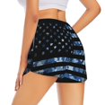 thumbnail image 3 of Goofa Navy Camouflage American Flag Printed Women 2 in 1 Running Shorts,Quick Dry Athletic Workout Shorts,High Waisted Athletic Shorts with Liner Pockets-XX-Large, 3 of 9