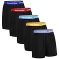 thumbnail image 1 of Natural Feelings Men's 5-Pack Cotton Knitted Comfort Loose Boxer Shorts Elastic Waistband Underwear, 1 of 7
