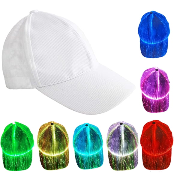 Gorra De Béisbol, Gorra De Béisbol De Fibra óptica De 7 Colores Gorra De Béisbol Con Brillo Ajustable Sombrero Reflectante Con Cable De Carga USB Para Navidad, Halloween,
