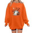 thumbnail image 2 of Halloween Sweatshirt for Women Hoodless Sweatshirt Casual Crewneck Long Sleeve Pullover for Fall Winter Wear Orange M, 2 of 5