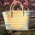 thumbnail image 5 of Bolso de mano de PVC tejido para mujer, de gran capacidad, tejido a mano, con contraste de color, para playa, 5 of 5