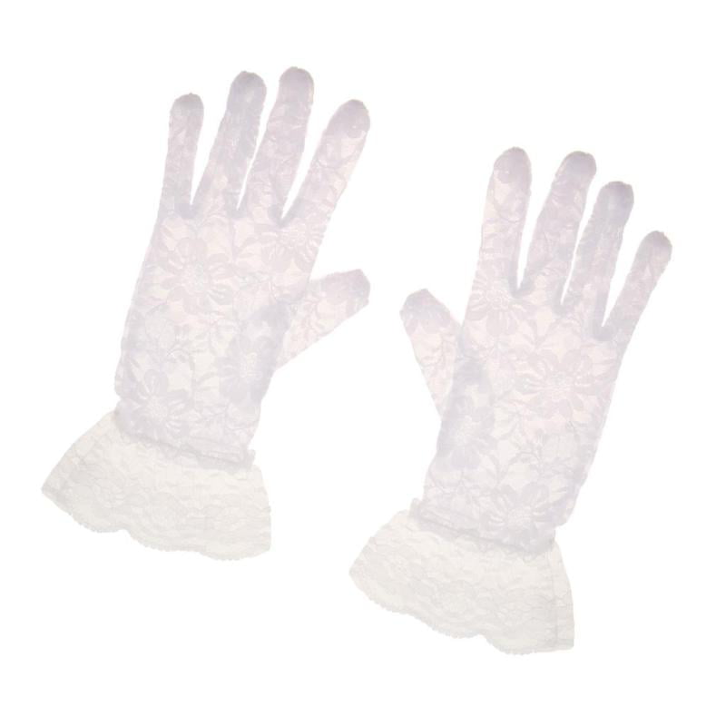 Women Lady Lace Short Full Bridal Gloves Party Prom Accessories Gloves White 