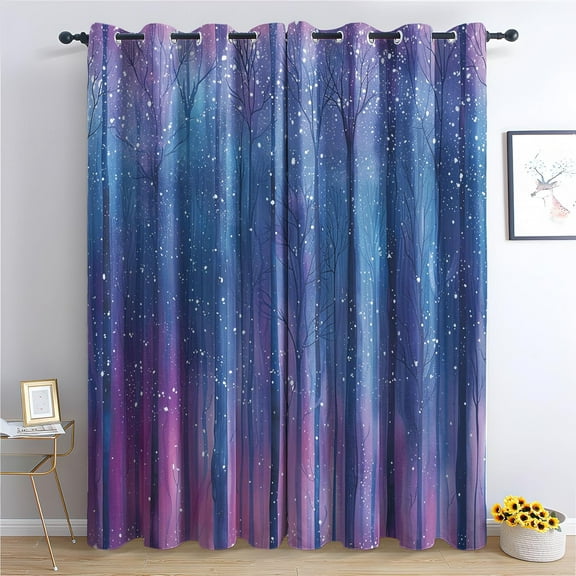Forest Curtains For Bedroom Living Room, Starry Sky Blackout Curtains & Home Decor, Drapes , Fantasy Window Treatments, Grommet Curtains21"W x 45"L (Pack of 2)