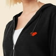 thumbnail image 5 of Dalix Pixel Heart Embroidered Fleece Zip Washed Hoodie Cold Fall Winter Women in Black XS X-Small, 5 of 5