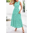 thumbnail image 3 of Vestido PRETTYGARDEN para mujer con cordón y cuello en V, maxi verde, XXL, 3 of 7