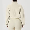 thumbnail image 3 of Puntoco Chaqueta de lana con cremallera para mujer, manga corta, cuello alto, ombligo expuesto Puntoco Puntoco-1, 3 of 6