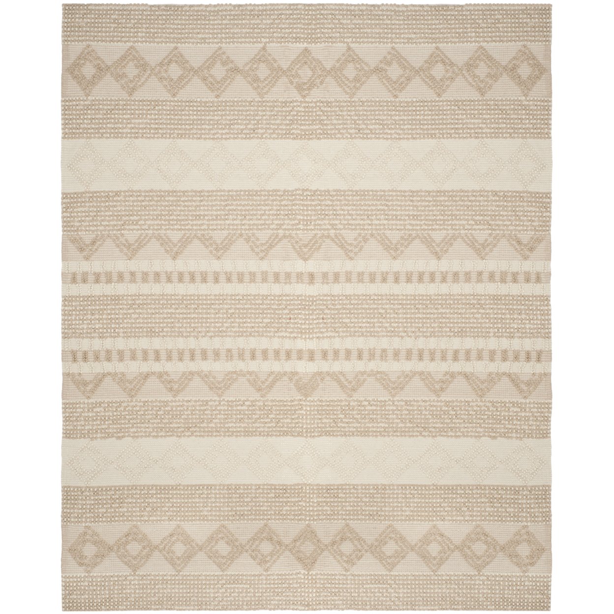 SAFAVIEH Natura Carly Geometric Braided Wool Runner Rug, Beige/Ivory, 2'3" x 14'