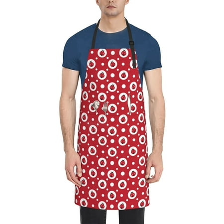 

Tebeau Ladybugs And White Dots Print Waterproof Cooking Aprons Adjustable Bib Soft Chef Apron with 2 Pockets for Men Women