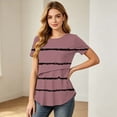 thumbnail image 6 of Ohufall Pregnant Womans T-shirts Striped Breastfeeding Maternity Tops Short Sleeve Breathable Casual Lactation Tops, 6 of 8