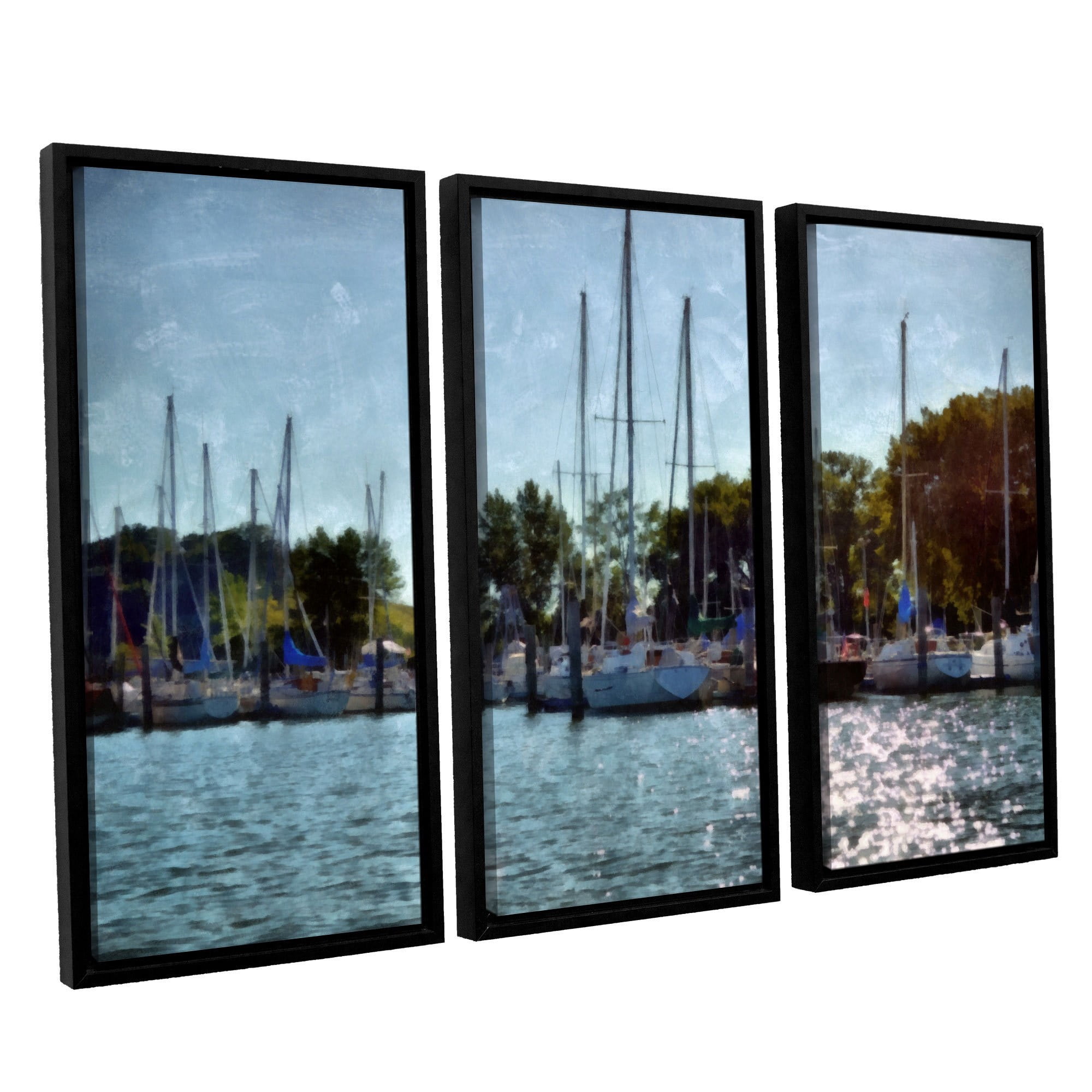 ArtWall Kevin Calkins "Summer Masts" 3-Piece Floater Framed Canvas Set