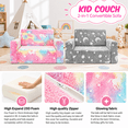 thumbnail image 7 of Toddler Couch, Toddler Chair Folding, Kids Couch 2 in 1 Kids Sofa Glow in The Dark Couch, Gifts Sleeper for Girls Boys - Pink Unicorn, 7 of 7