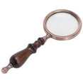 thumbnail image 1 of Magnifying Glass, Handheld Magnifier Reading Magnifying Glass Retro Wooden Handle Multipurpose  For Reading For Home For Office For Inspection, 1 of 8