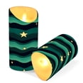 thumbnail image 3 of Green Wave Pattern Flameless Candles 2 PCS with Remote Realistic Moving Flame LED Tapered Pillar Set for Home Decor, 3 of 7