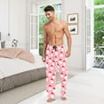 thumbnail image 5 of HPINK-T Men's Cute Santa Claus Snowflake Pink Sleep Pajama Pant,Soft Bottoms with Pockets Drawstring, 5 of 5