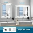 thumbnail image 2 of LED Bathroom Mirror 40" x 24" Front and Backlight, 5 Mins Defog, 5MM Full HD Reflected Wall Mounted Vanity Mirror, 3 Colors Stepless Dimmable, CRI90+, Memory Function (Plug-in/Hardwire), 2 of 6