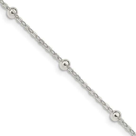 925 Sterling Silver Ball Beaded Chain Styles Necklace 1.3 mm Fancy 16 inch
