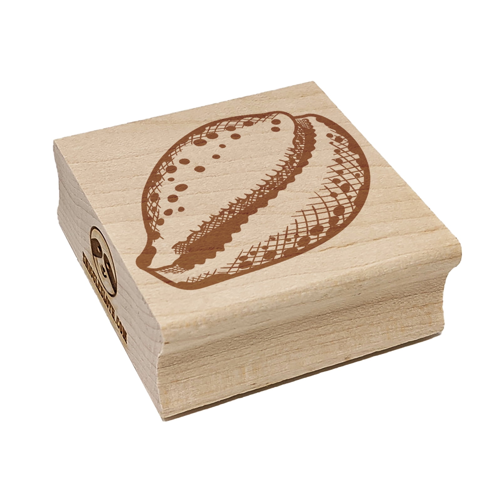 Cyprae Tigris Cowrie Hashmark Shaded Shell Beach Seashell Square Rubber Stamp Stamping Scrapbooking Crafting - Small 1.25in