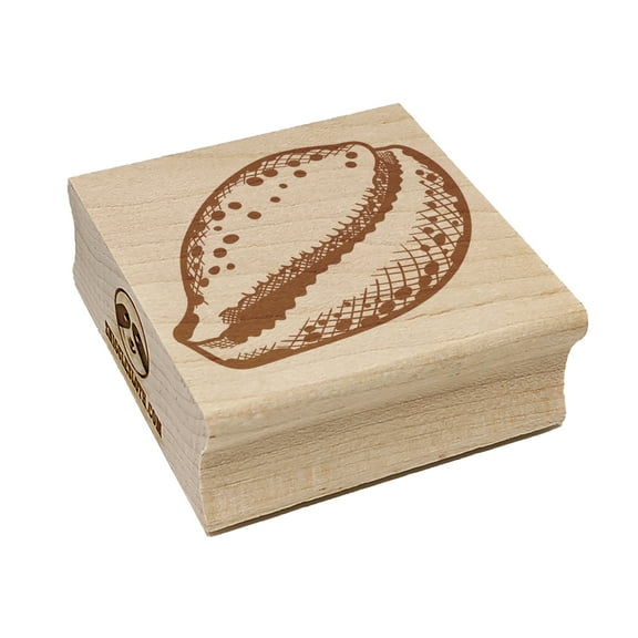 Cyprae Tigris Cowrie Hashmark Shaded Shell Beach Seashell Square Rubber Stamp Stamping Scrapbooking Crafting - Medium 1.75in