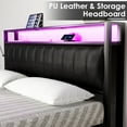 thumbnail image 5 of VanAcc Queen Size Platform Bed Frame, LED &Charging Station, 2-Tier Storage Headboard, Black, 5 of 8