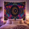 thumbnail image 2 of Sun Wrapped Around Crescent Moon Within Ornate Mandala, Mystical Celestial for Astronomy Fans, Cosmic Wall Art, Housewarming Gift, Tapestry Wall Hanging for Bedroom and Studio, 2 of 7