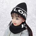 thumbnail image 4 of Dyfzdhu Winter Knitted Fleece Hood Scarf Coif Kid Knit Hat Warm Hats Black, 4 of 5