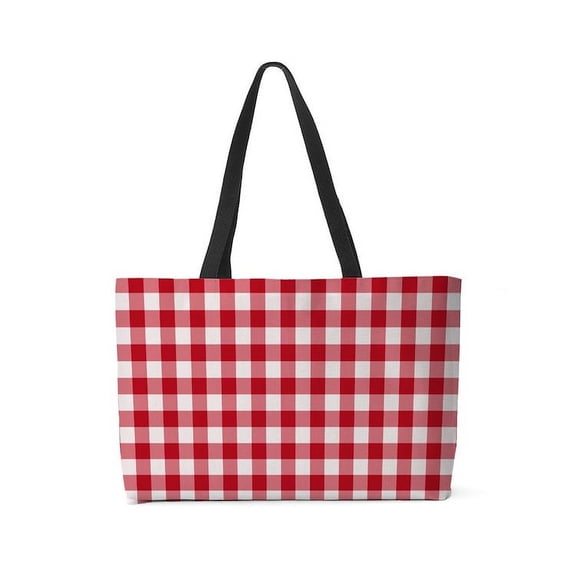 CafePress - Red White Gingham - Large Weekender Tote