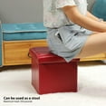 thumbnail image 4 of Storage Ottoman with Faux Leather Foldable Small Square Foot Rest Stools Coffee Table Black 11.8X 11.8 X 11.8, 4 of 7