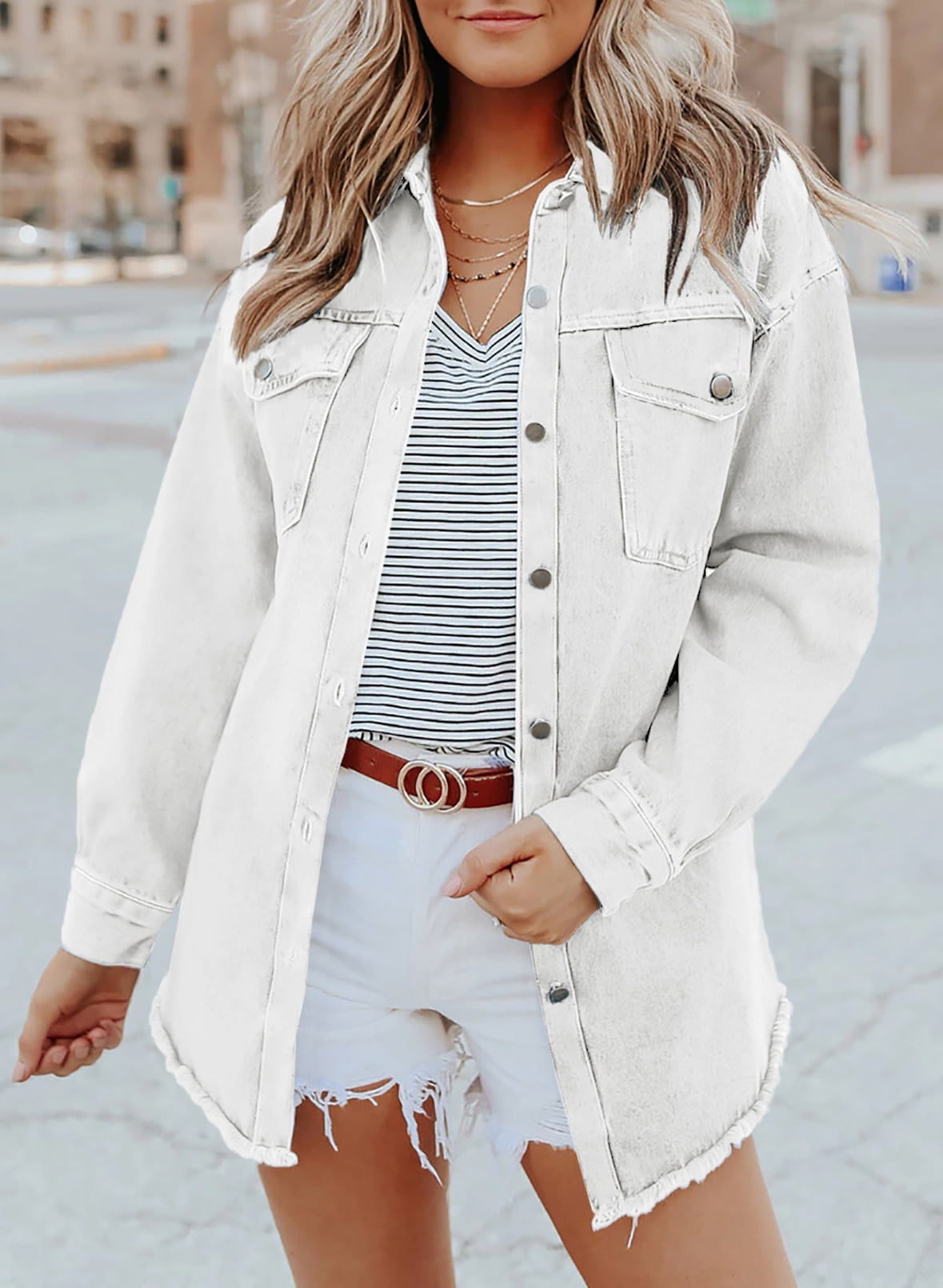 White longline deals denim jacket