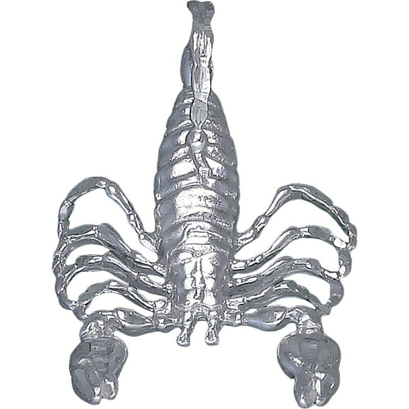 Sterling Silver Scorpion Charm Pendant Necklace with Diamond Cut Finish and 24 Inch Figaro Chain