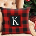 thumbnail image 2 of Xuniizn Christmas Pillow Covers 18x18", 26 Letters Plaid Print Decorative Throw Pillow Cases for Couch Sofa Bed Holiday Decor, Christmas Decorations for Home, K, 2 of 4