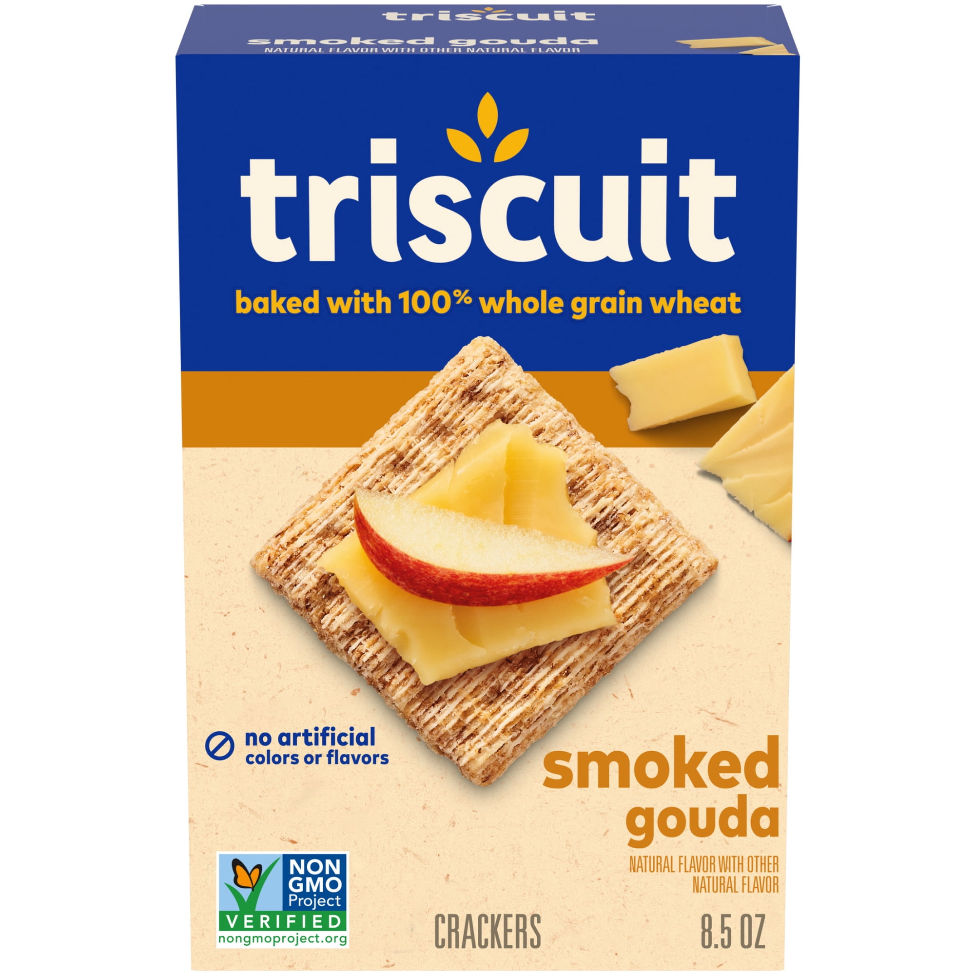 Triscuit Smoked Gouda Whole Grain Wheat Crackers, Lunch Snacks, Snack Crackers, 8.5 oz
