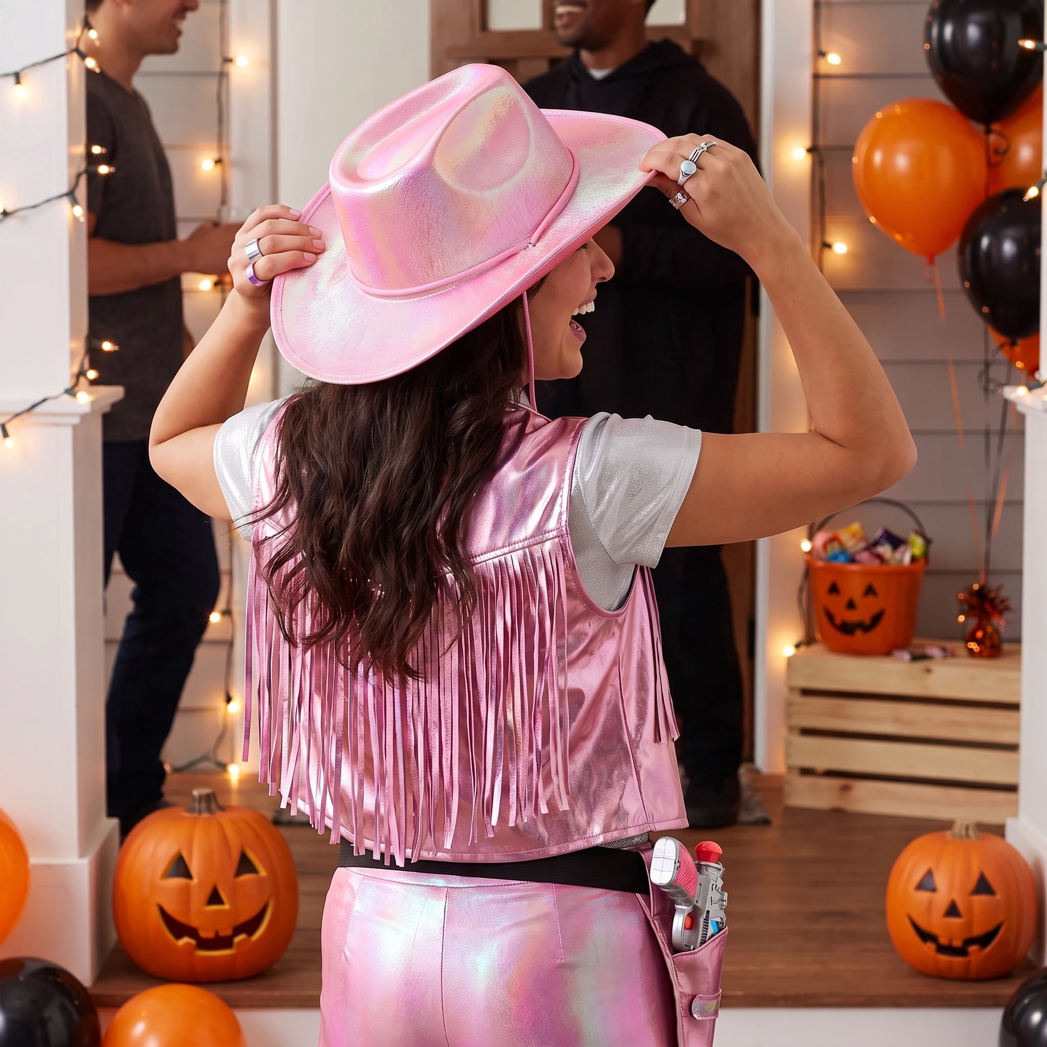 Iridescent Cowboy Hat Costume Accessory for Adults, Pink, Halloween by Way To Celebrate