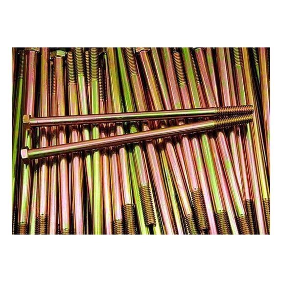 (25) Hex Head 3/8-16 x 8 Grade 8 Bolts Yellow Zinc Screws