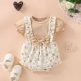 thumbnail image 2 of Vestido Floral de algodón para niñas, ropa de manga corta con cuello redondo y lazo de flores, informal y a la moda para recién nacidos, Verano, 2 of 4
