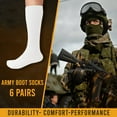 thumbnail image 4 of Diamond Star Men's Military Boot Socks – Quick-Dry Cotton Crew for Police, Fire, and Trekking/Hiking (White - 6 Pairs, Socks Size 10-13, Fit Men's Shoe Size 10-12), 4 of 6